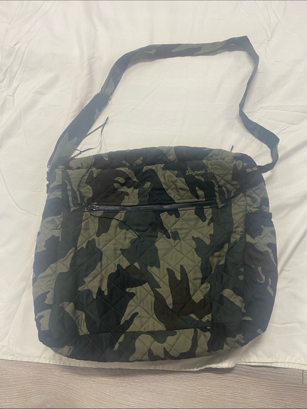 Custom made Quilted Camo Crossbody Bag - Olive Green